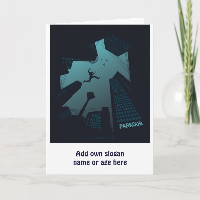 Cool PARKOUR Teen Graphics Gebäude Roof Jumping Karte (Vorderseite)
