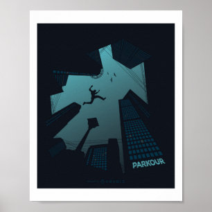 Cool PARKOUR Teen Graphics Gebäude Roof Jumping Poster