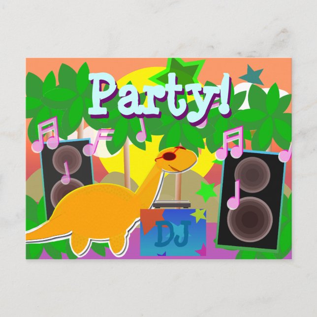 Cool Party DJ Dinosaurier Postkarte (Vorderseite)