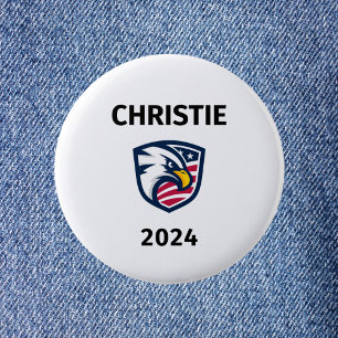 Cool Patriotic Chris Christie 2024 Election Eagle Button