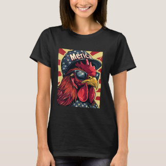 Cool patriotisches Huhn Merica amerikanische Flagg T-Shirt