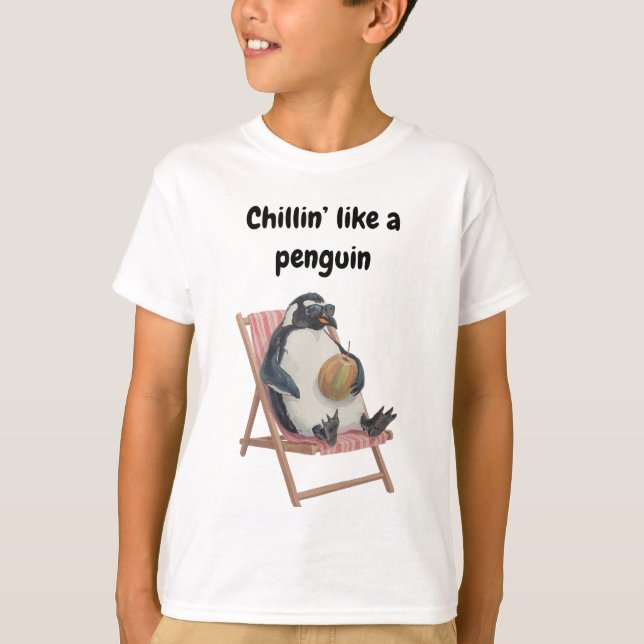 Cool Penguin Kids T-Shirt | Funny Summer Cartoon (Vorderseite)