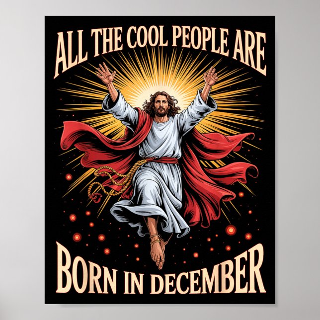 Cool People Are Born In December Christian Christm Poster (Vorne)