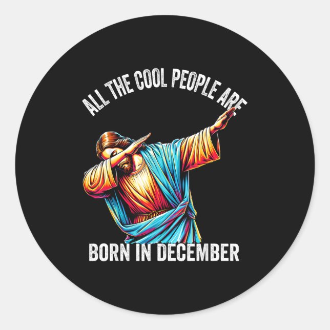 Cool People Are Born In December Christian Christm Runder Aufkleber (Vorderseite)