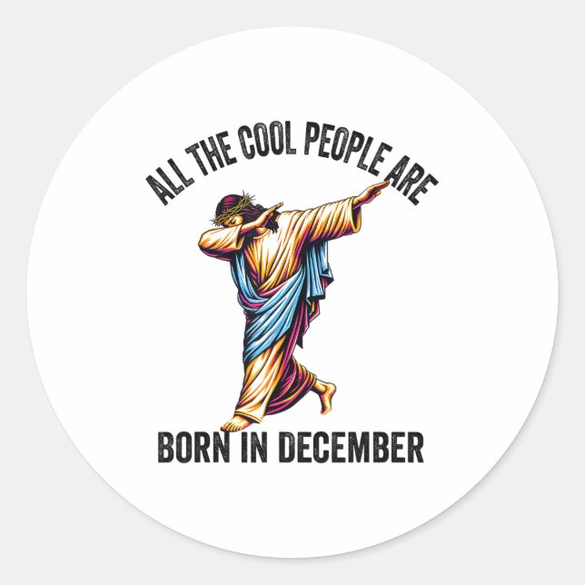 Cool People Are Born In December Christian Christm Runder Aufkleber (Vorderseite)
