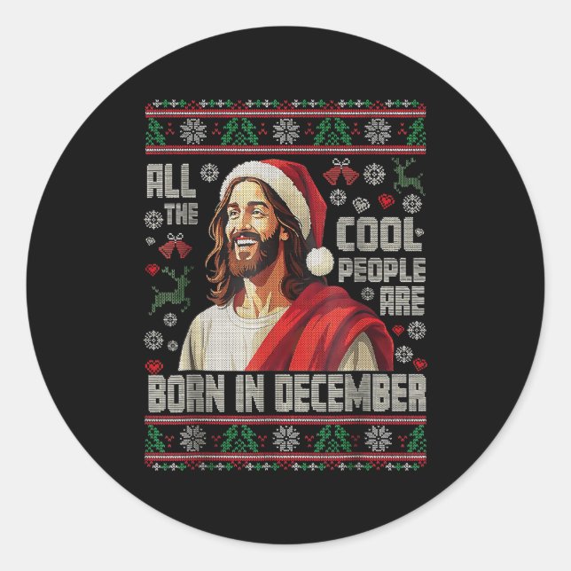 Cool People Are Born In December Christian Christm Runder Aufkleber (Vorderseite)