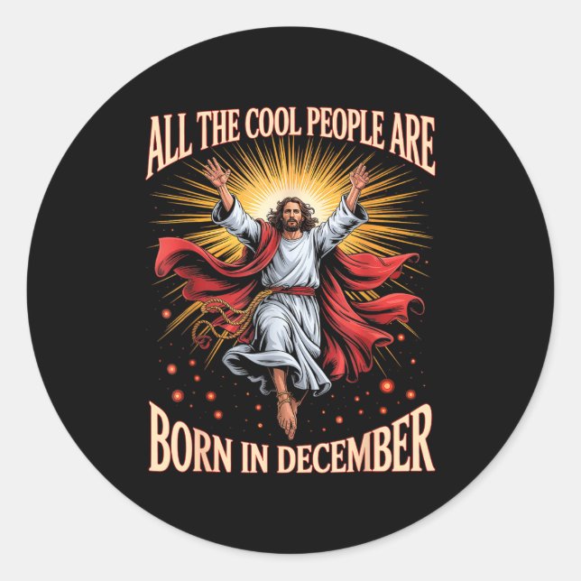 Cool People Are Born In December Christian Xmas Bi Runder Aufkleber (Vorderseite)