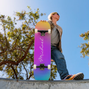 Cool Personalisiert Neon Ombre Skateboard