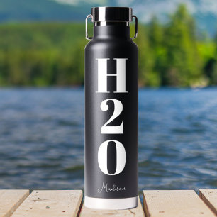 Cool Personalized H20 Simple Black White Trinkflasche