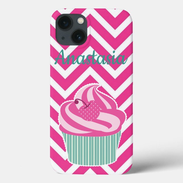 Cool, Phantastisch, Pink Cupcakes, weißer Name Case-Mate iPhone Hülle (Rückseite)