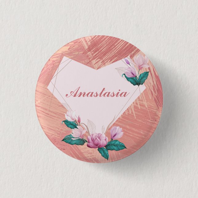Cool, Phantastisch, rosa Herz mit dem Namen Button (Vorderseite)