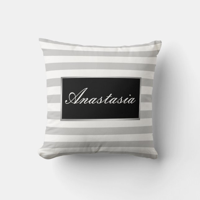 Cool, Phantastisch, Silberstreifen mit Ihrem Namen Kissen (Vorderseite)