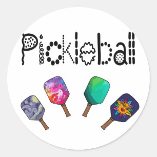 Cool Pickleball and Paddles Sports Art Runder Aufkleber