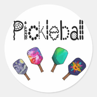 Cool Pickleball and Paddles Sports Art Runder Aufkleber