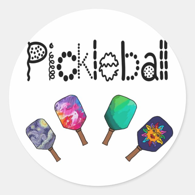Cool Pickleball and Paddles Sports Art Runder Aufkleber (Vorderseite)
