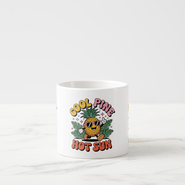 Cool Pine Hot Sun Retro Pineapple Summer Vibes Espressotasse (Vorderseite)