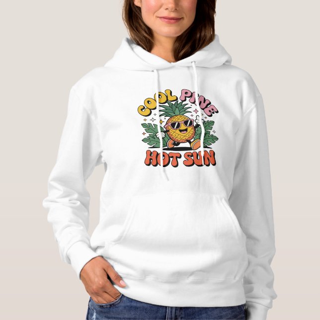 Cool Pine Hot Sun Retro Pineapple Summer Vibes Hoodie (Vorderseite)