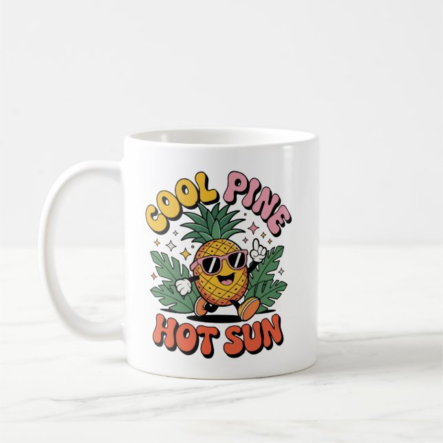 Cool Pine Hot Sun Retro Pineapple Summer Vibes Kaffeetasse (Links)