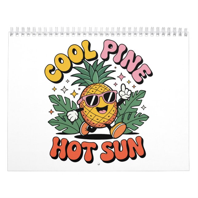 Cool Pine Hot Sun Retro Pineapple Summer Vibes  Kalender (Titelbild)