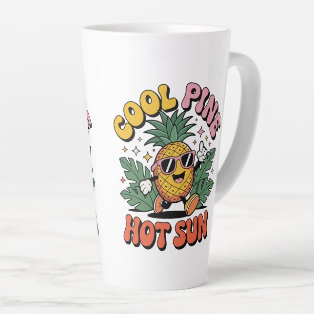 Cool Pine Hot Sun Retro Pineapple Summer Vibes Milchtasse (Rechte Ecke)