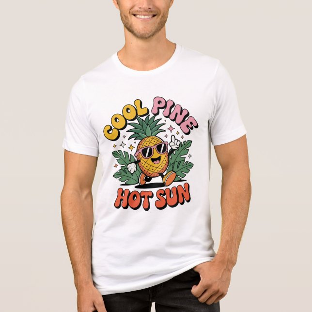 Cool Pine Hot Sun Retro Pineapple Summer Vibes Tri-Blend Shirt (Vorderseite)