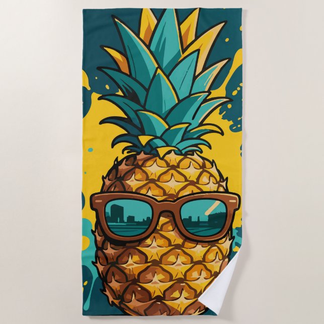 Cool Pineapple with Sunglasses – Summer Vibes Strandtuch (Vorderseite)