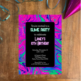 Cool Pink Aquamarin Glitzer Girls Geburtstag Slime Einladung