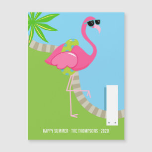 Cool Pink Flamingo Sommer Gruß Magnetkarte