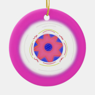 Cool Pink Frisbee Keramik Ornament