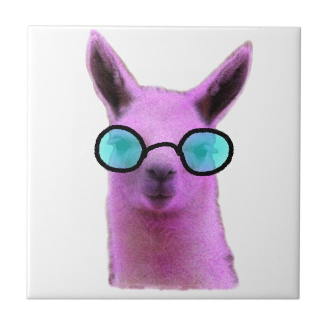 Cool Pink Llama! Fliese (Vorderseite)