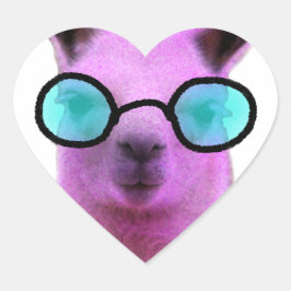 Cool Pink Llama! Herz-Aufkleber