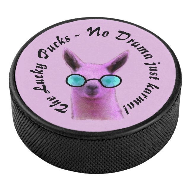 Cool Pink Llama Hockey Puck - Kein Drama nur Karma (3/4)