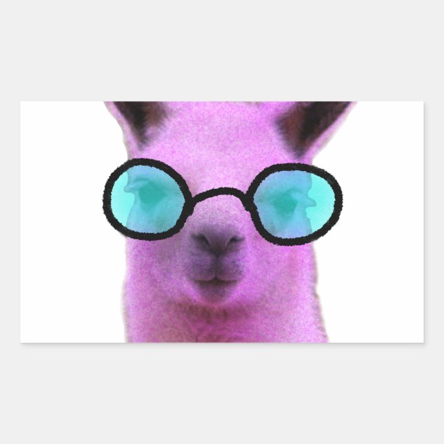 Cool Pink Llama! Rechteckiger Aufkleber (Vorderseite)