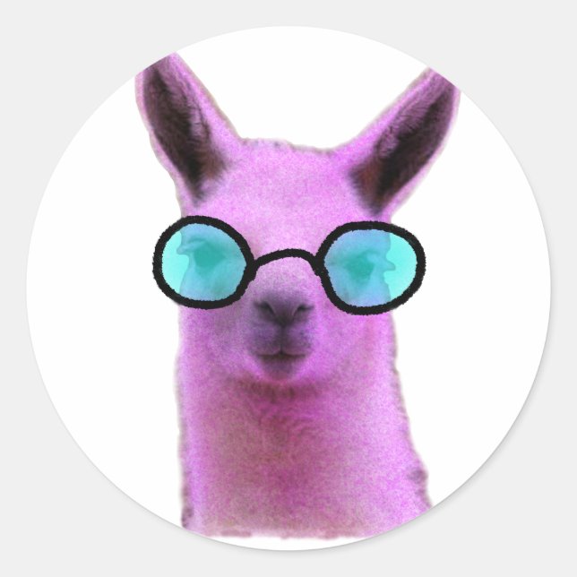 Cool Pink Llama! Runder Aufkleber (Vorderseite)