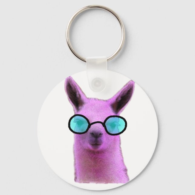 Cool Pink Llama! Schlüsselanhänger (Vorderseite)