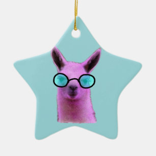 Cool Pink Llama! Weihnachtsschmuck der Keramik