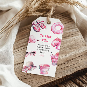 Cool Pink Summer Girl Birthday Gefallen Geschenkanhänger