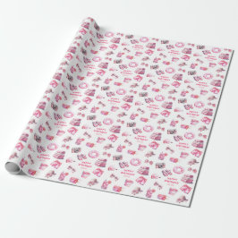Cool Pink Summer Girls Geburtstag Geschenkpapier