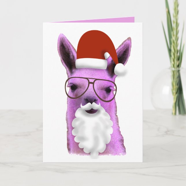 Cool Pink Weihnachtslama! Weihnachtskarte Karte (Vorderseite)