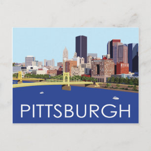 Cool Pittsburgh Skyline Computer Illustration Postkarte