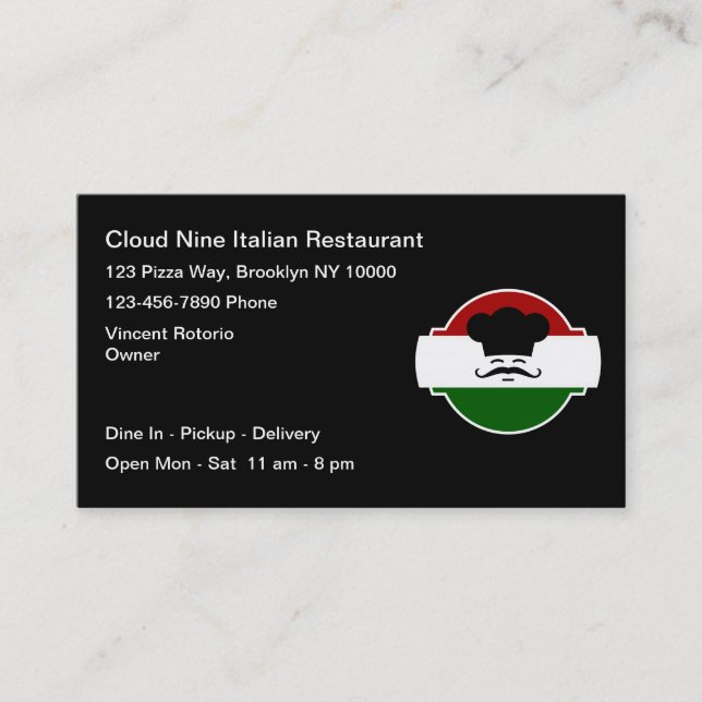 Cool Pizza Italienisches Restaurant Business Cards Visitenkarte (Vorderseite)