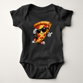 Cool Pizza Slice Mascot with Sunglasses Art Baby Strampler