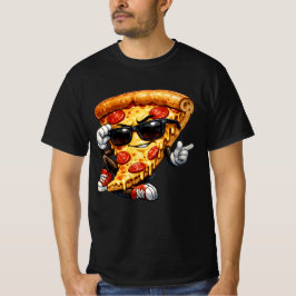 Cool Pizza Slice Mascot with Sunglasses Art T-Shirt