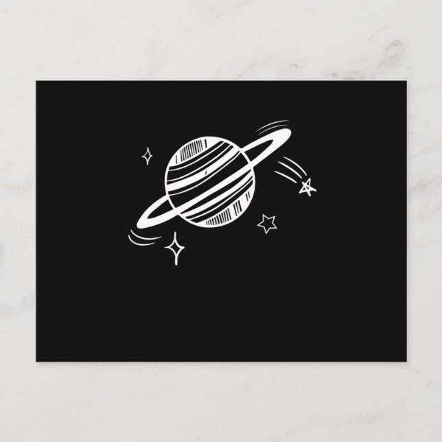 Cool Planet Saturn Orbit Zeichne Weltraumgalaxie Postkarte (Vorderseite)