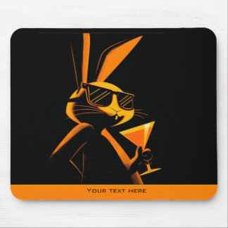 Cool Playful Retro Poster Rabbit Nightclub Mood  Mousepad