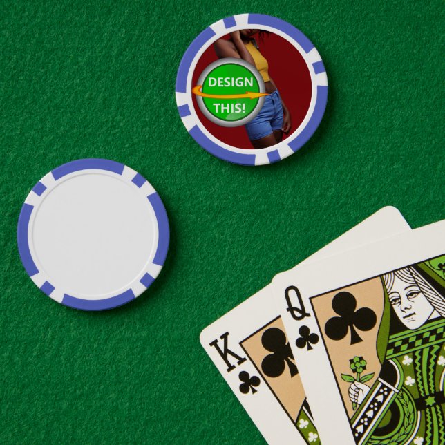 COOL! Poker Chips - Blau - kundenspezifisch (Pokertisch (doppelt))