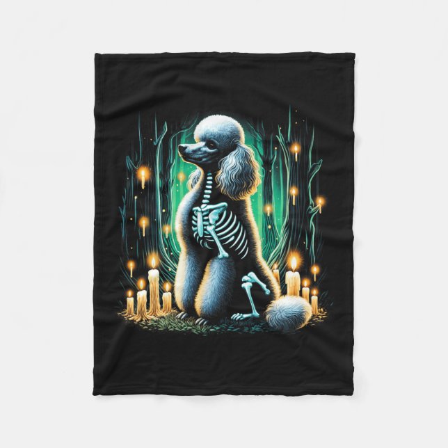 Cool Poodle Dog Skeleton Halloween Hund Mama Vater Fleecedecke (Vorderseite)