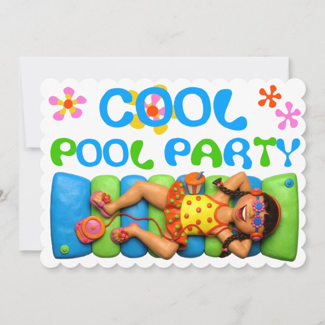 Cool Pool-Party Einladung (Vorderseite)