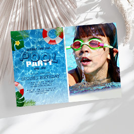 Cool Pool Party Foto | Geburtstag schwimmen Einladung