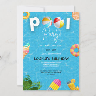 Cool Pool Party | Geburtstag schwimmen Einladung